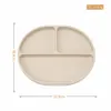 Baby Safe Sucker Silicone Dining Plate Solid Cute Cartoon Children Dishes Suge Togle Training Table Seary Barn Feeding Bowls 240409