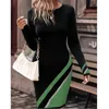 Casual Dresses Autumn and Winter Fashionable Elegant Color Long Sleeve Contrast Plaid Dress for Women