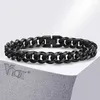 Łańcuch VNOX 8 mm/10 mm Bold Cuban Bracelets For Men Black Stael Staloms Curb Links Drobna Męska Biżuteria D240419
