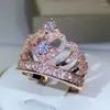 Klusterringar som säljer Fancy Crown Women Ring Jubileum Girl Gift Elegant Female Dance Party Trendy Jewelry Wholesale