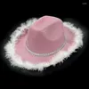 Headpieces Cowboy Hat Cowgirl With Feathered Trim Party Costume Accessory For Women