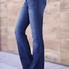 Frauen Jeans blau leicht ausgestellte Frauen hohe Taille Retro Stretch Jeanshose Y2K Streetwear Wäsche weibliche Freizeithosen