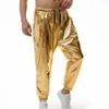 Pantalon pour hommes Harem Glossy Harem Élégant cordon avec des poches latérales de taille élastique Soft Breathable pour les hommes décontractés