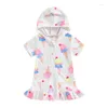 Abiti da ragazza Kids Baby Terry Cappuccetto Coperchio Ups Swim Beach Asciugamano Stampa Flamingo Zip Upsuit Copuva di camicia da bagno carino