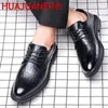 Dress Shoes Business Mens Fashion Leather Oxford Men Wedding Lace-Up Solid Black Footwear Brand Italiaanse kantoor Derby-schoen