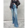 Women's Jeans Deeptown Y2k Vintage Flare Women High Waist Wide Leg Blue Denim Pants Ladies Autumn Korean Style Gyaru Streetwear Trousers