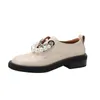 Sapatos casuais 2024 Spring Genuine Leather Women Round Platform Flats Slip On Woman Loaffers Oxford