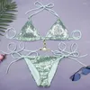 Costumi da bagno femminile lucido in bikini sexy costume da bagno con strass di cristallo gioielli di lusso di lusso push up bikini da bagno in spiaggia indossare costumi da bagno 2024