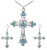 Kristal hanger kettingen oorbellen sets bruiloft statement ketting voor vrouwen Jezus Jezus set bloemen christelijke sieraden18024363