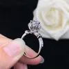 Solitaire Ring solide 14K GOLE BLANC AU585 PLATINUM PT950 CHRYSanthemum Moisanite Ring Diamond Ring Band Womens Mariage D240419