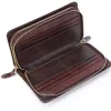 Brieftaschen Lachiour Männer echte Leder Hand Clutch Wallet Mode männliche lange Geschäftspunkttasche Münze Herren schwarzes Handy Beutel Brieftasche für Telefon