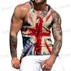 Camisetas masculinas tanques de tanques 3D Vesto de impressão digital Moda de verão e lazer o pescoço de roupas de fosco de coloração do pescoço Singlets Colete 2024 T240419