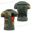 T-shirts masculins New Army Veteran 3D Print Mens T-shirts allemand soldat décontracté cou rond lâche court tops camouflage commando vêtements T240419