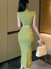 Work Dresses 2024 Knitted Two Piece Set For Women Sexy Crop Top Bodycon Long Skirt Suits Beach Holiday Summer 2 Sets Outfit