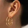 Other Circular Trend Fashion Women Earrings Personality Party Gifts Smooth Jewelry Gold Color Exaggerate Exquisite Temperament RG0081 240419