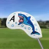 Golf Iron Club Head Covers HeadCovers Set-Pu Leather Golf Club Protective Case Shark Embroidery Fits Golf Iron Clubswhite/Blue 240409