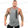 Men's T-Shirts Summer New Mens Brand Sports Tank Cotton Slveless Vest Mens Gym Running Equipment Training Muscle Sports Breathable T-shirt T240419