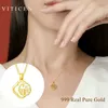 Pendant Necklaces VITICEN Real 999 Gold Authentic 24K Four-leaf Clover Fu Pendant Necklace Fashion Present Exquisite Gift For Woman Fine Jewelry 240419