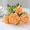 Fleurs décoratives 1 pc 5 fourches artificielles chrysanthemum bulbeux chrysanthemum pivoine pour la maison de fenêtre de fenêtre de Noël couronne de Noël de mariage décoration de mariage