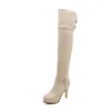 Boots Sgesvier 2024 Black High Talons sur la plate-forme de femmes du genou CHEUR AUTOMNE HIDER Long Chaussures sexy blanc