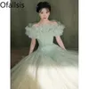 Party Dresses Ofallsis Green Slash Neck Evening Dress High End Light Luxury Forest Fairy Graduation Voice Art Exam Performance