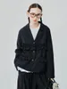 Abiti da donna Imakokoni Design originale originale nero sciolto a v-colta cucitura in pizzo giacca da donna 244533