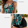 Women's Swimwear 4XL Sexy Tankini Women Swimsuit With Skirt Two Pieces Vintage Plus Size Swimdress Bathing Suit 2024