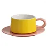 Tasses Coffee Shop Frosted Mas Macaron Couleur en céramique Assiette Creative Pure Texture Water Set