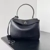 Latest 2024 WOMEN RODEO HANDBAG Luxury Designer Smooth Calfskin Shoulder Bag Aged Silver hardware Turn Lock Closure Tote Crossbody Bag Top Quality 10A