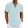 Chemises décontractées pour hommes Mode 2024 Coton à manches courtes Tops Tee Summer Cardigan Bineau Single Breasted for Men