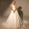 Высококачественные простые атласные свадебные платья одно плечо элегантное сад бохо - линейное свадебное платье Long Court vestidos de novia yd