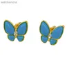 Pendientes de diseñador originales de Vancelfe para mujer Pendientes de aguja de plata elegante de lujo de circón de mariposa con joyas de cobre con logotipo