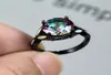 Anéis de casamento Moda vintage Anel de noivado de ouro preto Big Round Rainbow Zircon Fire Bire Opal Stone for Women Jewelry4460435