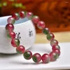 Link Armbänder 10 mm natürliches Wassermelonenquarzarmband Frauen schöne bunte Kristall Energiereheilung Mode Edelsteinschmuck 1pcs