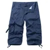 Men's Shorts Style Cotton Below Knee Length 3/4 Long Tactical Pants Multi Pocket Summer Twill Work Cargo Man