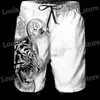 Heren shorts 2024 Zomer Nieuwe Men Beach Shorts Casual Cool Animal 3D Print Tiger Short Pants Running Trunks Breathable Men Pockets Swimwear T240419
