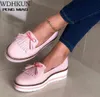 Vrouwen Tassel Bowtie Loafers Woman Slip On Sneakers Ladies Soft Pu Leather Sewing Flat Platform vrouwelijke schoenen alle seizoenen 2020 NIEUW Y2971319