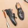 Dress Shoes 2024 Men Handgemaakte Loafers Crocodile Patroon Silver Flats Leather Oxfords Formele Zapatos HOMBRE A137