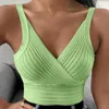 Frauen Tanks Damen Feste Farbbänder gestrickte Tops weibliche Strickbekleidung sexy Frauen von Schulter y2k für den Sommer 2024 zugeschnitten