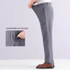 Men's Pants Chic Men Trousers Straight Wide Leg Stretchy Waist Thin Male Clothing