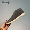 Casual Shoes High Top Suede Damskie okrągłe palce wygodne skórzane płaskie letnie spacery