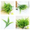 Decorative Flowers 10 Pieces Artificial Fake Plants Ferns Outdoor UV Resistant Green Leaves Outside Bouquet Garden Office Balcony