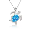 Top Ocean Animals Collection Blue Opal Sea Turtle Pendant 925 Silver Necklace For Women Gfit9512083