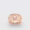 Clusterringe Leichte Luxus Klassiker 585 Purpur Gold plattiert 14k Rose Mode Hochzeitsmänner Kristall Verstellbarer Schmuck