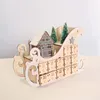 Christmas Decorations Tree House Sleigh Wooden Advent Calendar Countdown Party Decor 24 Drawers With LED Light Ornament