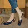 Womens Sandals Elegant Office Ladies Shoes and Sandals Women Casual Shoes Square Heel Sandals Slip On Woman Flats 240408