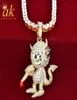 Icedout Demon Monkey Pingente Colar Gold Color Bling Material de zircão cúbico Copper Mulheres Homens Charms Hip Hop Rock Jóias com TE8690185