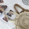 Bohemian Straw Bags for Women Circle Beach Handbags Summer Rattan Shoulder Bags Handmade Knitted Travel Big Bag 240327