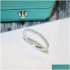 Band Rings Luxurys Designer Jewlery For Women Simple Sense Sterling Sier Ringclassic Six-Claw Diamond Ring Birthday Present Kvinnlig man A OT0XV