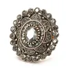 Cluster Rings Kinel Fashion Women Ring Antique Gold Unique Grey Crystal Flower Big Vintage Wedding Jewelry Drop